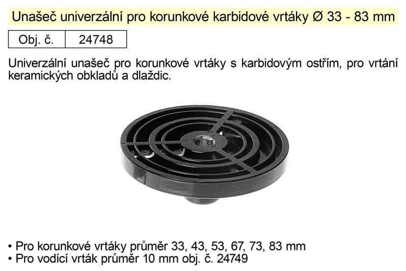 Unašeč univerzální pro korunkové vrtáky průměr 33 - 83 mm