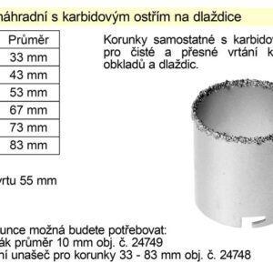 Korunka náhradní 83 mm s karbidovým ostřím na dlaždice