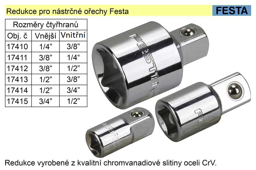 Redukce Festa rozměr vnější 3/4"_ vnitřní 1/2"