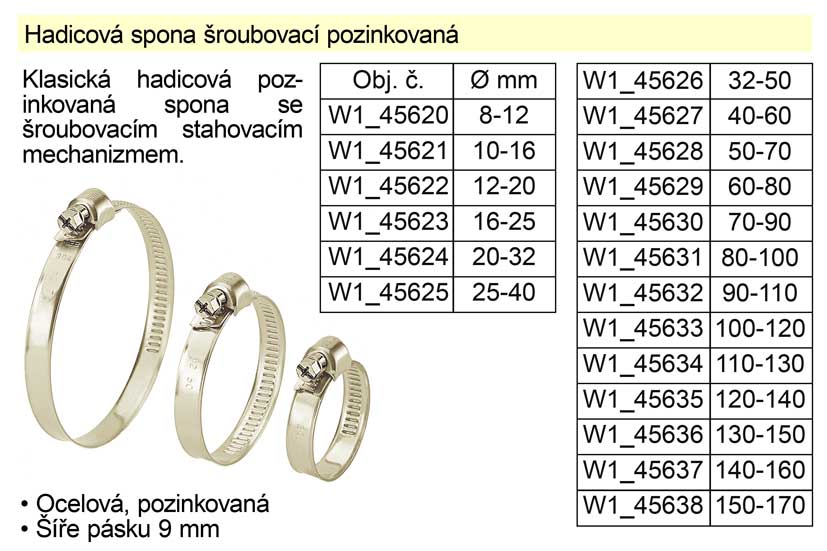 Hadicová spona šroubovací pozinkovaná 120-140 mm