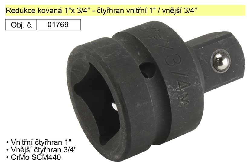 Redukce kovaná 1"x 3/4" - čtyřhran vnitřní 1" / vnější 3/4"