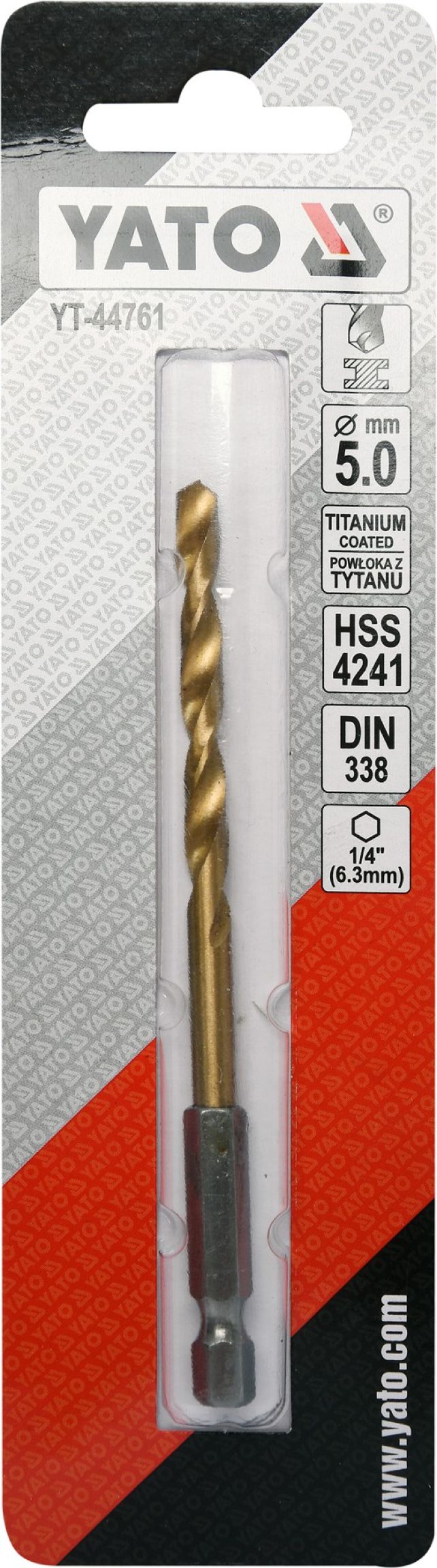 Vrták do kovu HSS-titan 10,0mm se šestihranou stopkou 1/4" Yato YT-44772 - Obrázek 3
