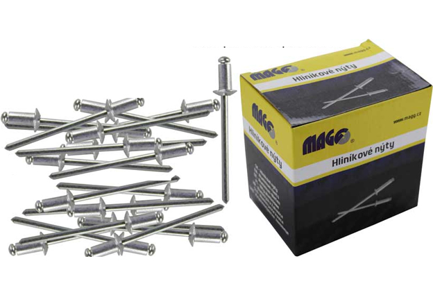 Nýty trhací Alu průměr 4,0 mm délka11,0 mm balení 1000 kusů v krabici Magg