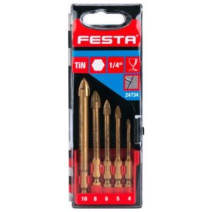 FESTA sada vrtáků do skla keramiky obkladů dlažem průměr 4-10mm