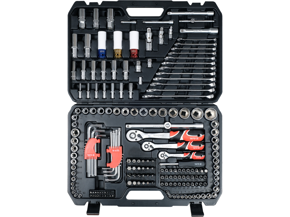 YATO Gola sada 1/2", 3/8", 1/4" + příslušenství 198 ks YT-38850