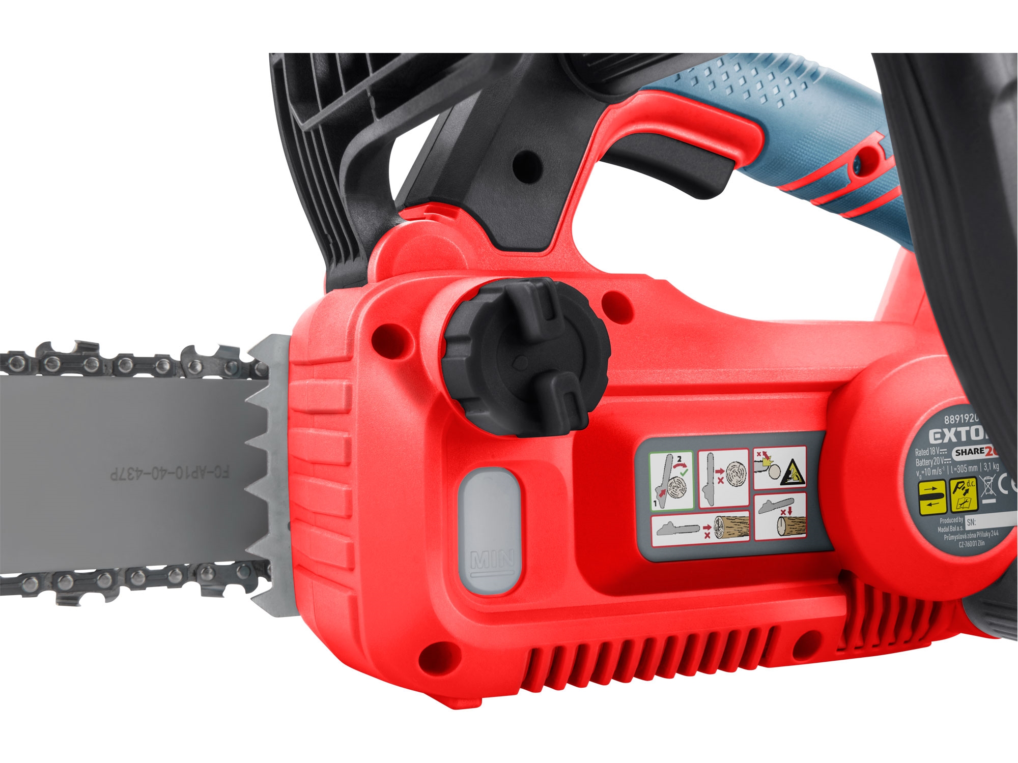 EXTOL PREMIUM pila řetězová aku SHARE20V, BRUSHLESS, 30cm, bez baterie a nabíječky - Obrázek 5