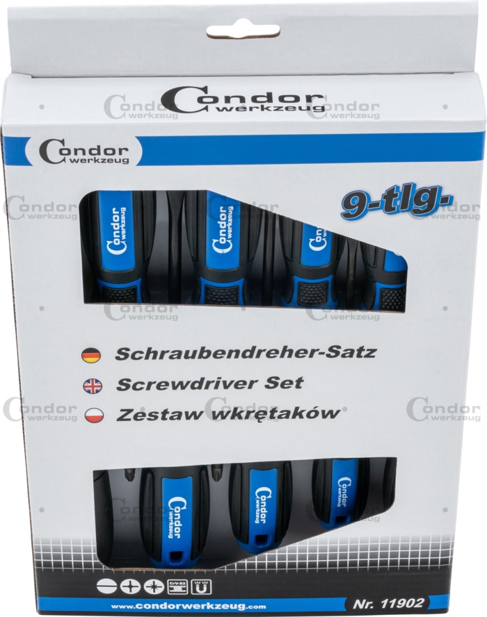 CONDOR Profi šroubováky, sada 9 kusů, ploché a křížové - Obrázek 2