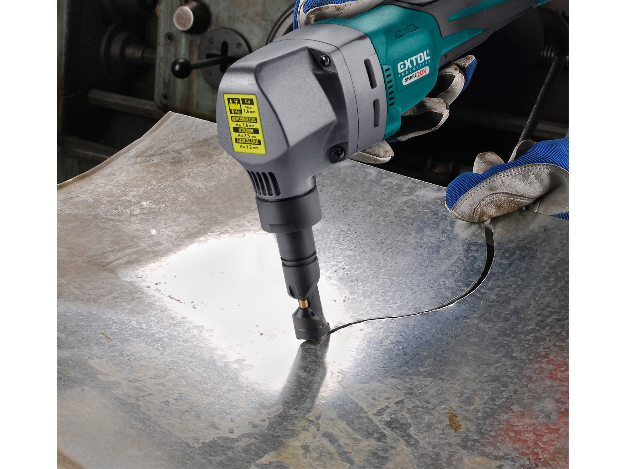 EXTOL INDUSTRIAL nůžky na plech, prostřihovačky aku SHARE20V, 2Ah 8791830 - Obrázek 5