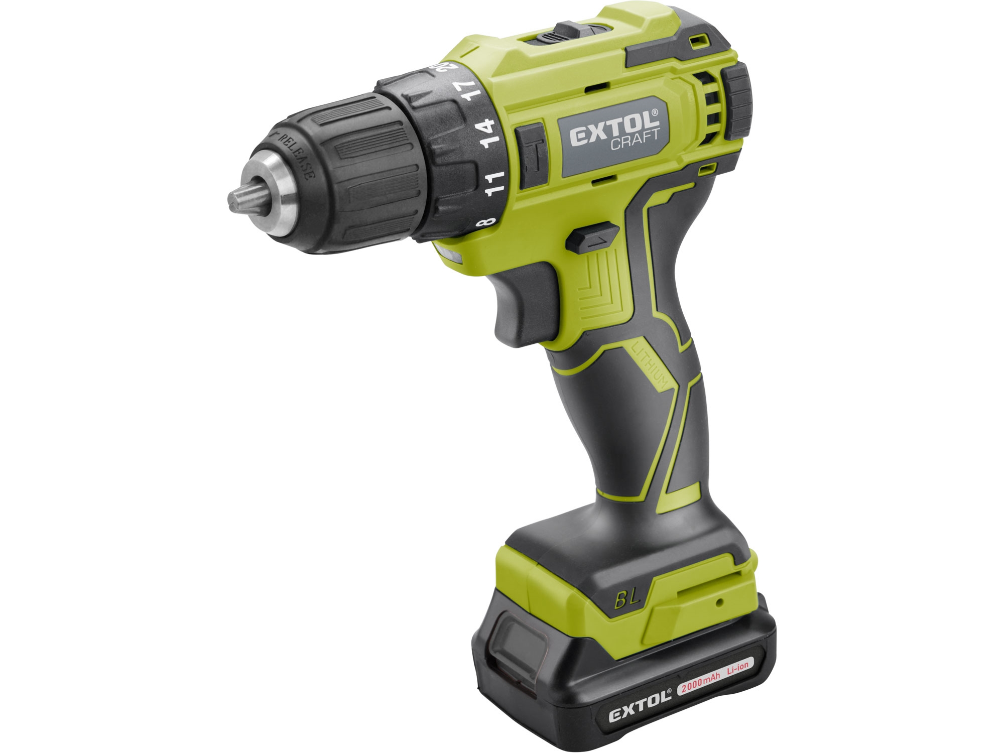 EXTOL CRAFT vrtací šroubovák aku, BRUSHLESS, 20V Li-ion, 2Ah, SET SADA NÁŘADÍ 46KS - Obrázek 2