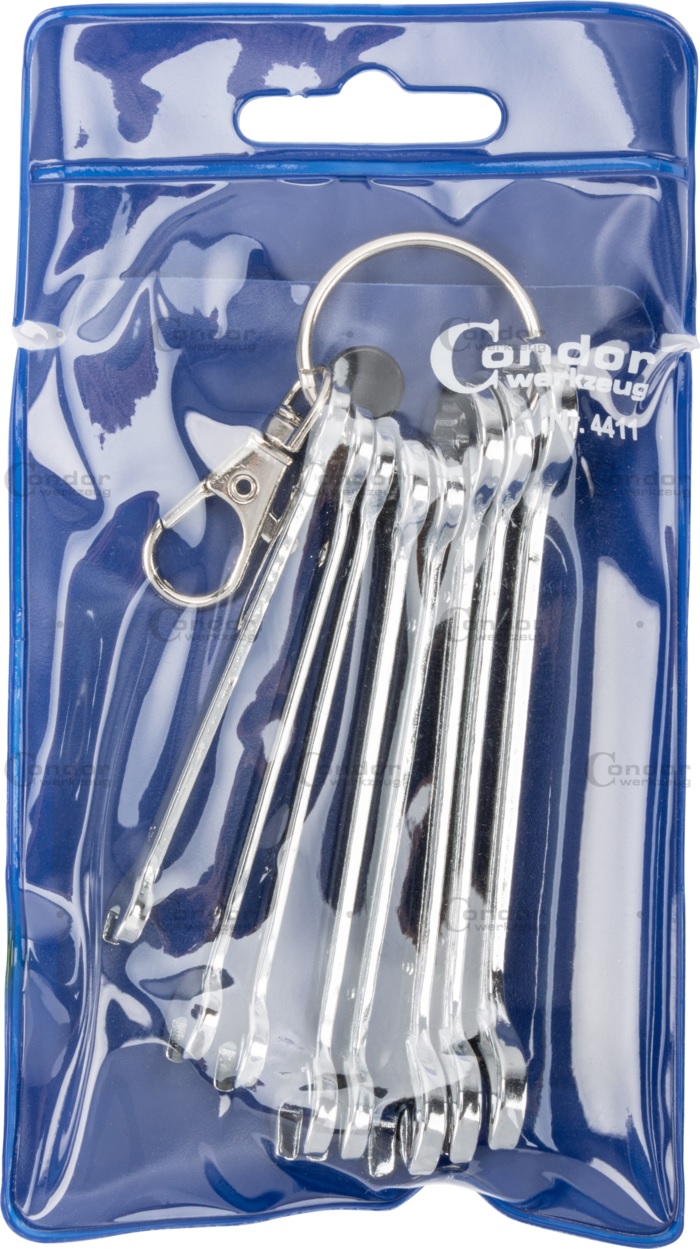 CONDOR WERKZEUG Mini klíče očkoploché, sada 8 kusů 4-11mm, přívěsek na kroužku - Obrázek 2