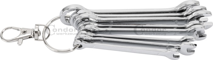 CONDOR WERKZEUG Mini klíče očkoploché, sada 8 kusů 4-11mm, přívěsek na kroužku