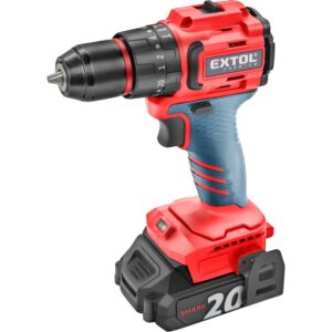 EXTOL PREMIUM vrtací šroubovák aku s příklepem SHARE20V, BRUSHLESS, 2Ah
