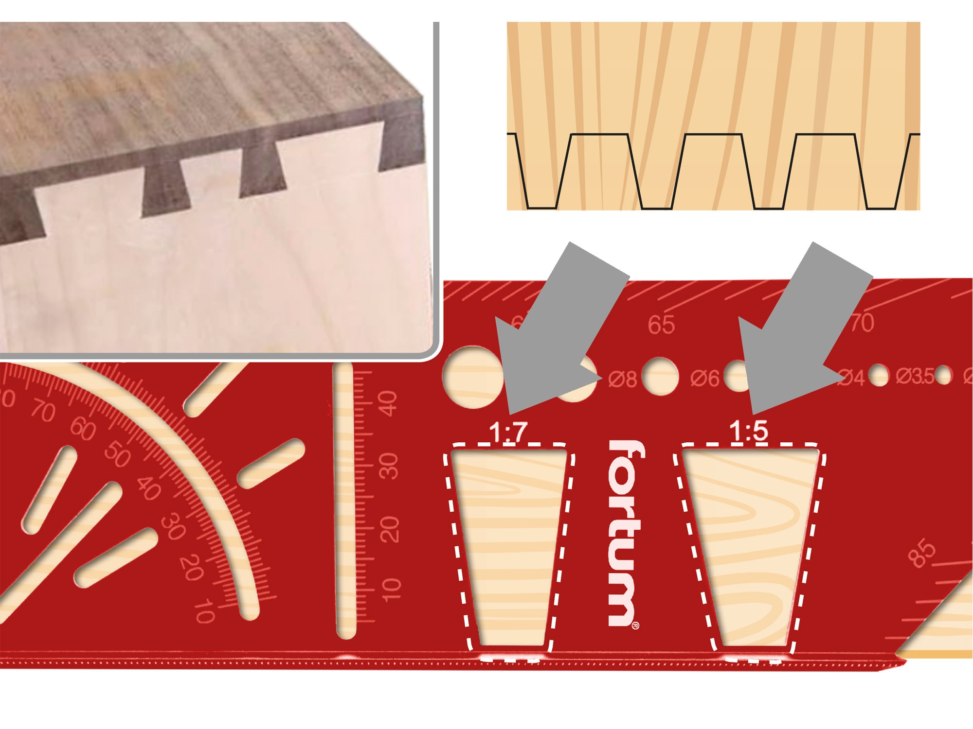 FORTUM úhelník truhlářský multifunkční, 3D víceúčelový, 215x72x63mm - Obrázek 4