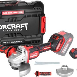 WORCRAFT CAG-S20LiBM Aku úhlová bruska 125mm 6 rychl, bezuhlíková, 20V, 2x4.0Ah, nabíječka