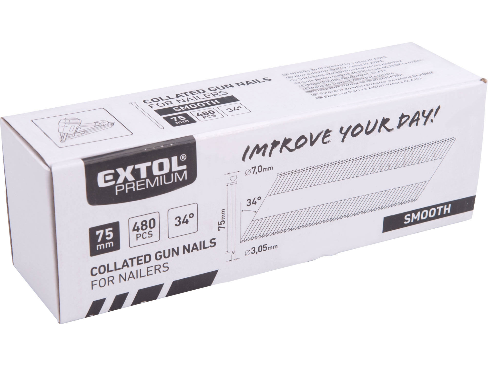 Hřebíky hladké 75mm x 3,05mm pro hřebíkovačku, 480 ks, TYP D 34°, pozink - Obrázek 2