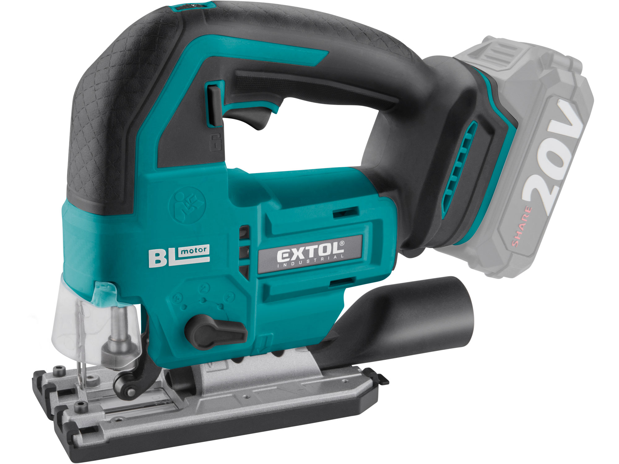 EXTOL INDUSTRIAL pila přímočará aku SHARE20V, BRUSHLESS, bez baterie a nabíječky 8791825