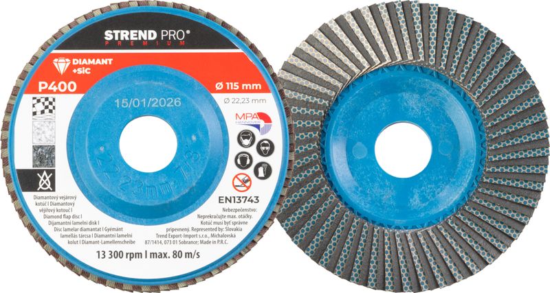 STREND PRO Diamantový brusný kotouč 115mm, P400, lamelový
