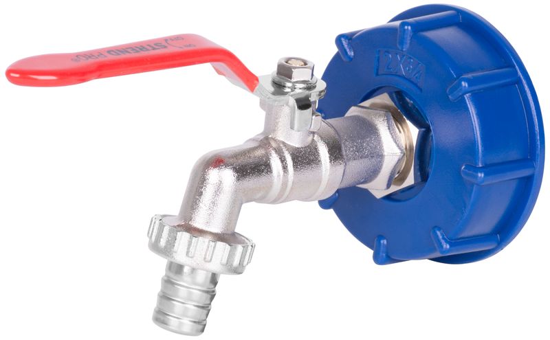 STREND PRO Kohout, ventil se závitem 3/4", výstup 1/2", redukce na IBC nádrž 60mm, mosaz