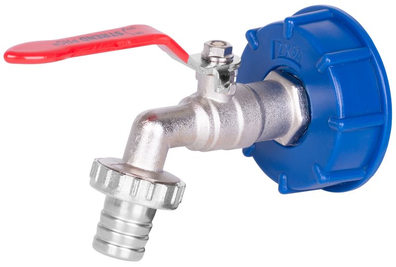 STREND PRO Kohout, ventil se závitem 3/4", výstup 3/4", redukce na IBC nádrž 60mm, Mosaz